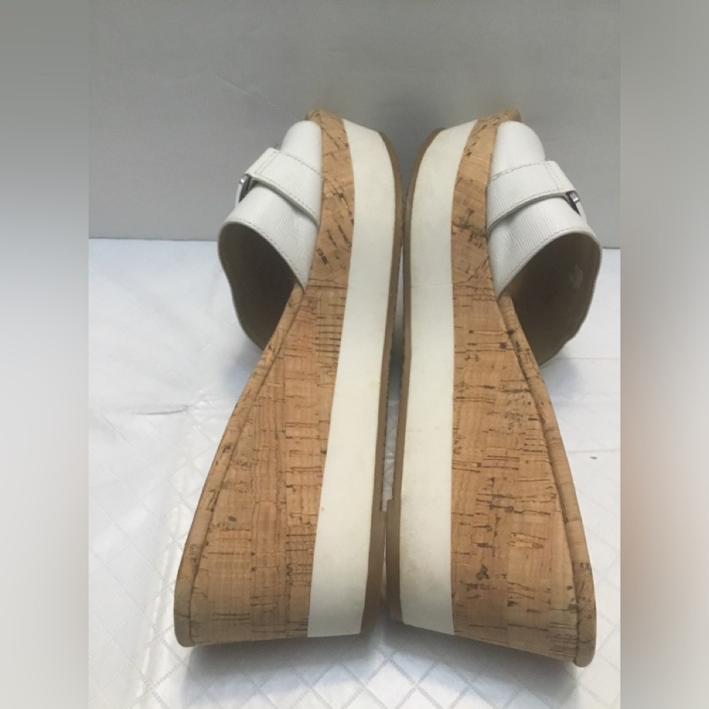 Michael Kors White Slide Wedge Sandals with Silver Logo - Picture 7 of 16